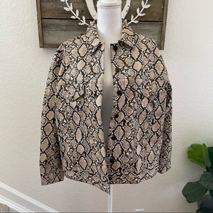 Good American oversized‎ faux leather snake print jacket size 2 ladies M NWT